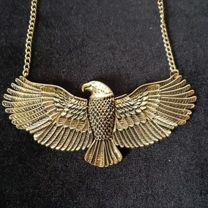 Gold toned statement necklace- eagle pendant